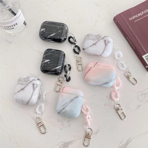 For Airpods 12 Bracelets Lanyard Chain Strap marble Case for Apple Airpods pro Wireless Earphone Cover Chaging Box