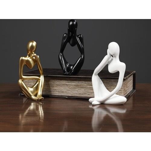 Home Decoration Resin Sculpture Thinker Character Abstract Statue Art European Style for Home Decor Modern Office Shelf Desktop