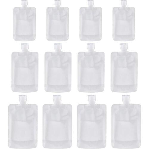 50Pcs 30/50/100ml Travel Size Refillable Empty Squeeze Pouch Lotion Shampoo Shower Gel Bags Leakproof Cosmetic Container