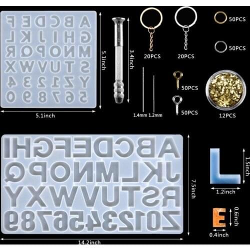 255PCS DIY Alphabet Resin Molds Reversed Letter Number Silicone Resin Molds Epoxy Resin Casting Molds Backward Keychain Re Molds