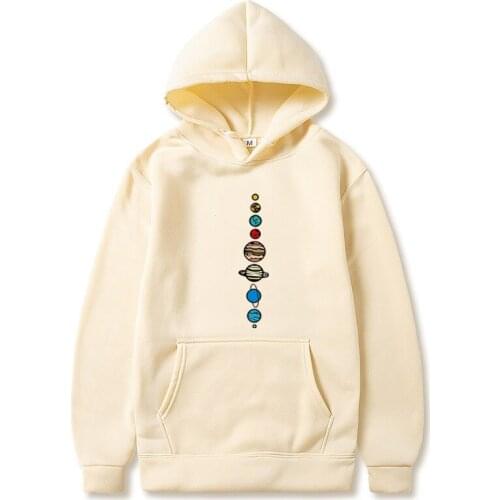 Solar Planets Colour Hoodies Sweatshirts Autumn Winter Fleece Streetwear Pullover Creative Design Funny Fashion Casual Male Tops