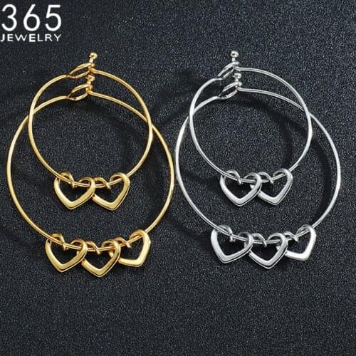 Customizable Engraving Hearts Bangle Name Bracelet Stainless Steel Letter Personalized Gold Child Bangle for GIrl Jewelry Gift