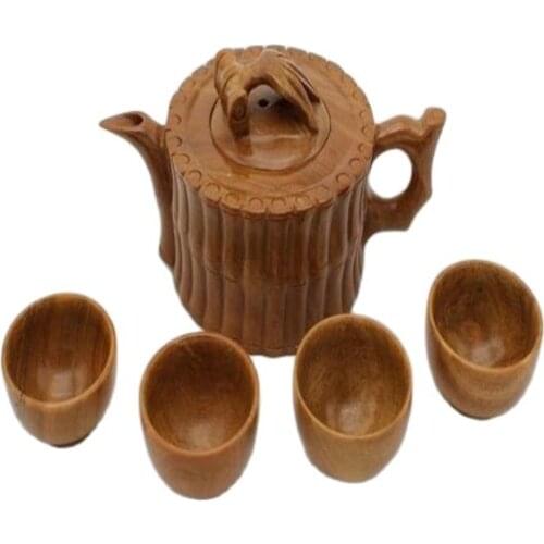 Chinese nature Jade Sculpture tea teapot and tea cup A set