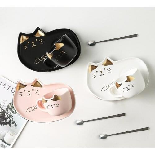 Kitten Coffee Cup and Saucer Set for Home Ceramic Breakfast Mug coffee mug cute coffee mugs and cups coffee travel mug