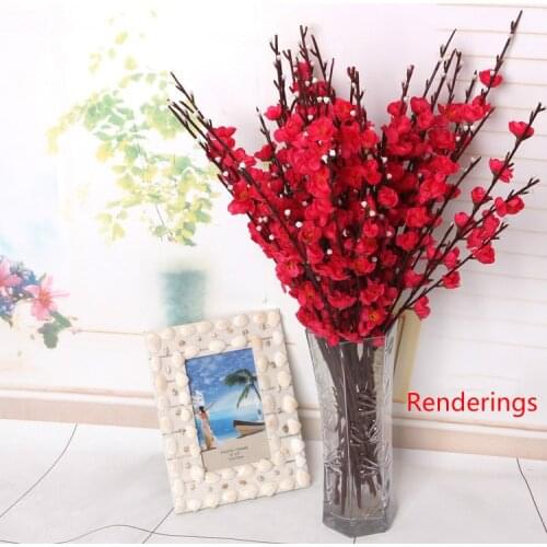 Hot sale 20 pcs 50cm Peach blossom Artificial Cherry Spring Plum Peach Blossom Branch Silk Flower Tree For Wedding Party Decors