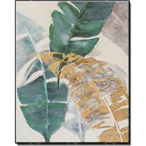 Hot sale Wall art picture Handpainted Modern abstract Banana leaf on canvas Oil Painting for Living Room home Decor no framed