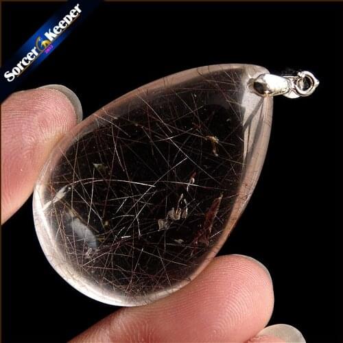 Natural Stones Rutilated Quartz Pendant Hair Crystal Free Necklace Mineral Specimen Garden Crystal Quartz Jewelry Energy OS970