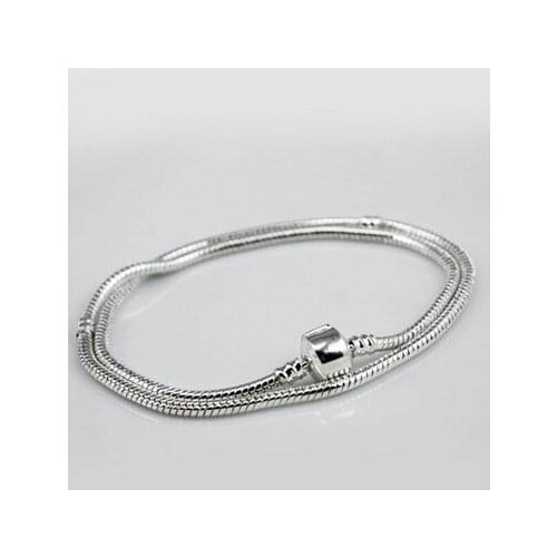 2016 New Fashion Silver 45CM Snake Chain Necklace Pendant Fit Original Charms Authentic Beads