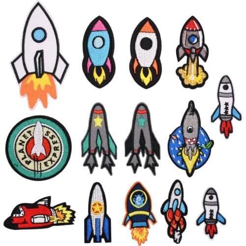 New Hot Sale Rocket Embroidery Cloth Stickers Clothing Accessories DIY Ironing Sewing Patch Stickers