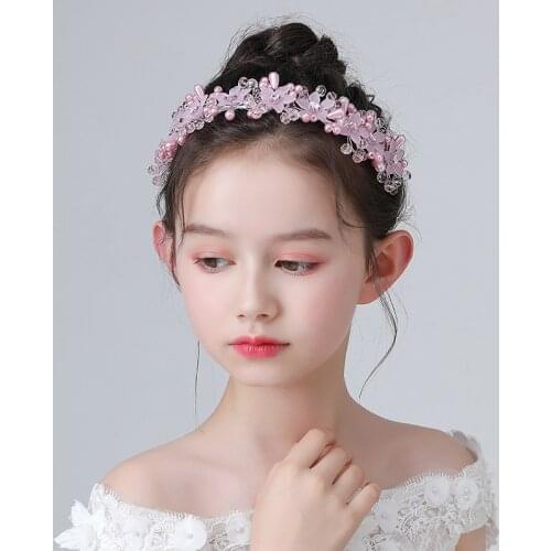 Crystal Flower Prom Girls Hair Band Wedding Tiara Headband Wreath Kids Headpiece Birthday Party Hair Jewelry