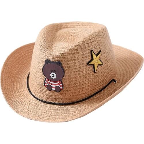 Wholesale childrens sun hat sun hat bear accessories men and women baby straw hat summer female bucket hat