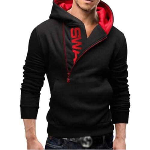 Autumn Winter Men Fitness Sweatshirts Hoodies Zipper Letter Print Mens Hoodies Brand Hooded Sweatshirt Size M-4XL