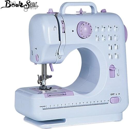 Booksew Portable Sewing Machine Household Mini Electric Handicrafts With Presser Foot Pedal Mending Overlock 12 Stitches