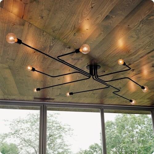 Retro industrial loft Nordic pipe Wrought iron ceiling light lustre lamps for home decor restaurant dinning cafe bar room