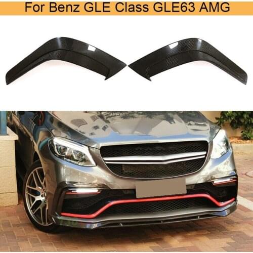 Car Front Bumper Splitters Fins Canards Lip For Mercedes Benz GLE Class GLE63 AMG 2015 - 2018 Carbon Fiber