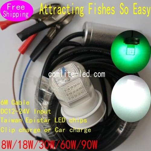 30w Fishing Equipment 12-24V DC Night Fishing White Green Light Boat Deep Sea Underwater Fishing LED Lights For Fishery