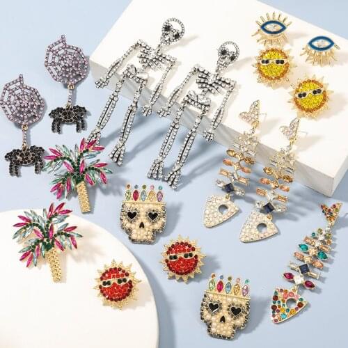 Best Women Halloween Horror Ghost Jack Pendant Earrings Women Pumpkin Jewelry Skull Skeleton Statement Earrings Party Christmas