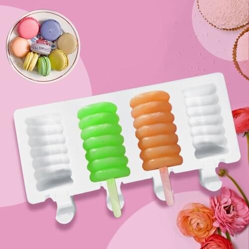 Silicone Ice Cream Mold DIY Homemade Popsicle Moulds Freezer 4 Cell Small Size Ice Cube Tray Popsicle Barrel Makers Baking Tools