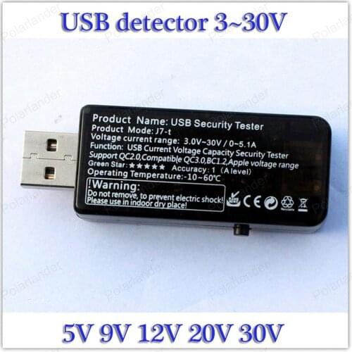 USB Tester 3~30V DC Voltmeter ammeter current voltage power meter capacity monitor qc2.0 quick charger Power Bank