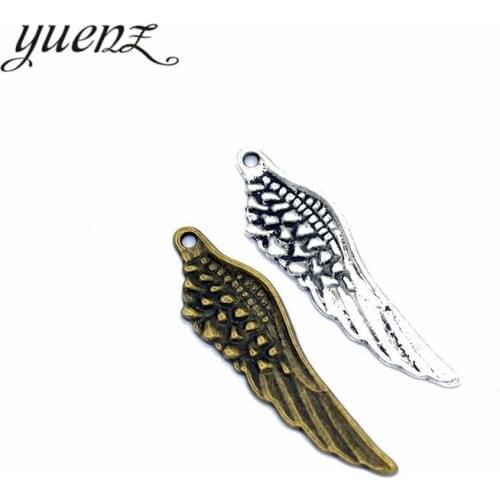 YuenZ 10pcs 2 color Tibetan Silver Plated Pendant Antique wing Charms Jewelry Making DIY Handmade Craft 45*12mm D421