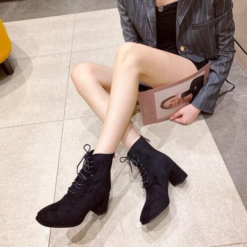 Winter 2020 suede with womens boots knight boots Europe and the United States inside the single-foot wear-resistant bare boots