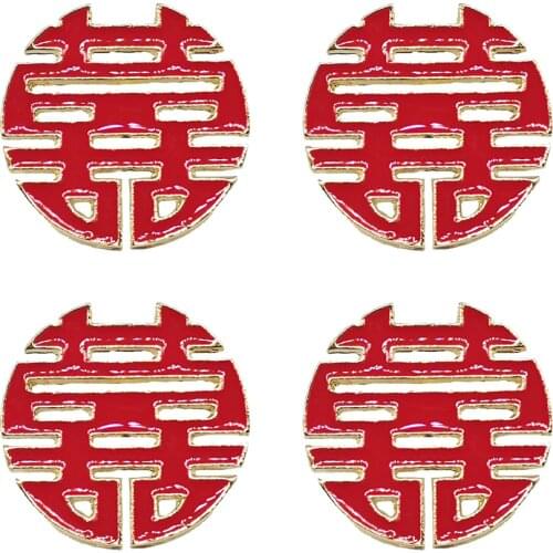 4pcs Gold Enamel Pin Creative Red Wedding Brooches Backpack Lapel Pins Metal Clothes Badges Jewelry Decoration Accessories