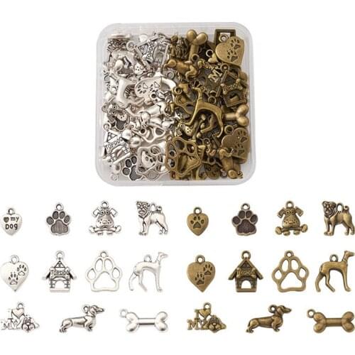 88pcs/box Alloy Pendants Charms Animal Dog Tibetan Style for Jewelry Making DIY Bracelet Necklace Accessories Supplies