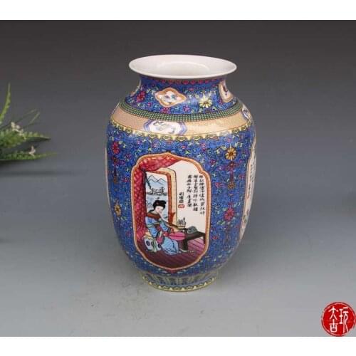 Antique QingDynasty porcelain vase,Oriental beauty,Hand-painted crafts,Collection&Adornment