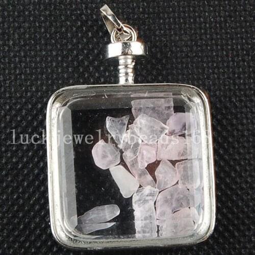 Free Shipping Women Fashion Jewelry 29mm Pink Crystal Wishing Bottle Pendant Bead 1pcs C3197