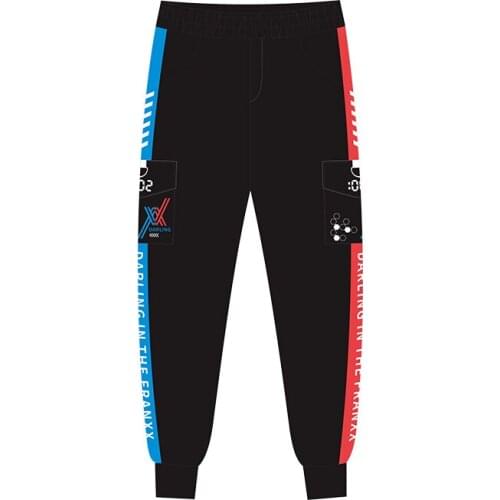 Anime DARLING in the FRANXX Pants Cosplay Zero Two 02 002 Otacutzia Men Casual Overall Long Trousers Sweatpants