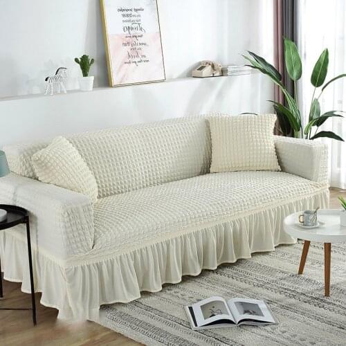 Elastic Sofa Cover for Living Room Printed Plaid Stretch Sectional Slipcovers Solid Color Sofa Couch Cover L Shape 1-5-Seater