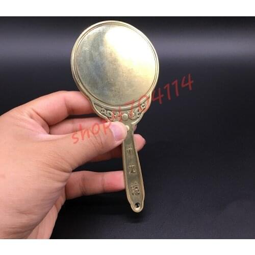 Pure copper open-light Eight-Diagrams mirror, brass twelve zodiac with handle Shuanglong opera pearl town house to ward off evil