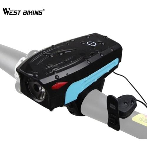 WEST BIKING Bike Lights with 130 db Bells Front Light 5 Modes Cycling Flashlight Waterproof Headlight LED MTB Bicycle Light
