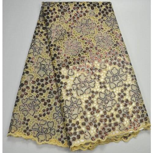 French African Organza Lace Fabric Guipure Sequined Cord Tulle Nigerian french tulle lace fabrics For Wedding Dress HHT22