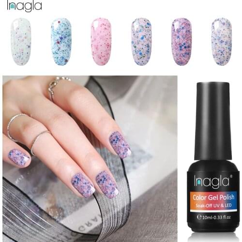 Inagla 10ml Cheese Sand Gel Polish 24 Colors Soak Off Nail Art Design UV LED Base Top Coat Needed Long-lasting Gelpolish Gel Lak