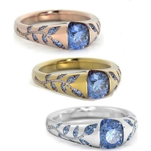 Exquisite romantic zircon finger rings for women multicolor crystal fashion elegant leaf flower engagement ring fine jewelry
