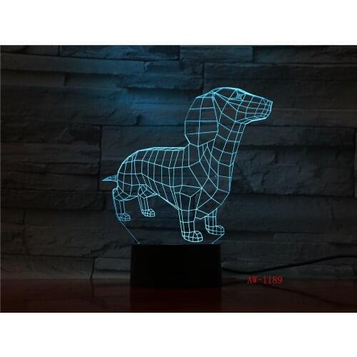 Kawaii Animals Dog 3D Lamp LED USB Illsuion Mood Night Lighting Multicolor Touch Remote Luminaria Table Desk Light AW-1189