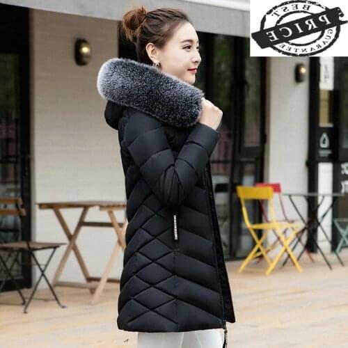Jacket Women Winter Long Winter Coat Female Thick Warm Down Cotton Parkas Female Fur Hooded Clothes Slim Jackets LWL113a