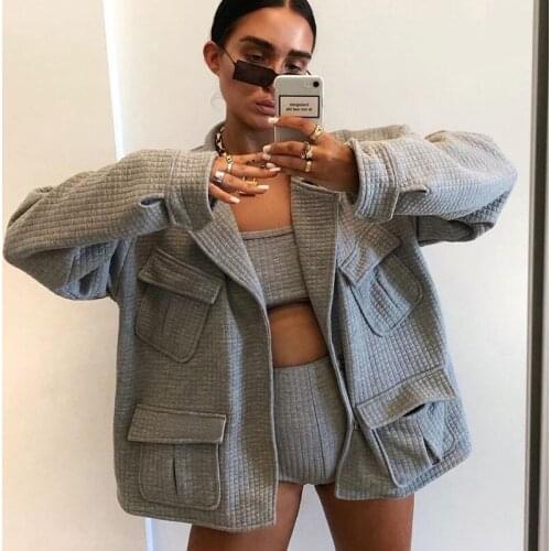 Medium Long High Street Turn Down Collar Jacket Coat New Winter Women Plaid Parka Multi-pocket Jacket Thicke Outwear Streetwear