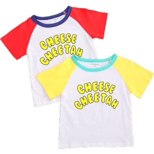 2020 Summer Infant Baby Boys Girls T Shirts Letter Print Patchwork Short Sleeve Pullover T Shirts Tops