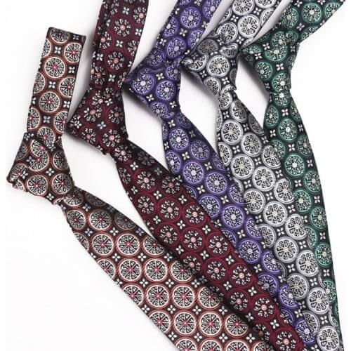 Ricnais Fshion Slim 7cm Round Printing Polyester Tie For Men Necktie Narrow for Wedding Business Party Casual Gift Ties