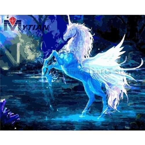 MYTIAN 5D DIY Diamond Painting Cross Stitch "Blue Unicorn"Mosaic Handmade Crafts Full Square Diamond Embroidery Home Decoration