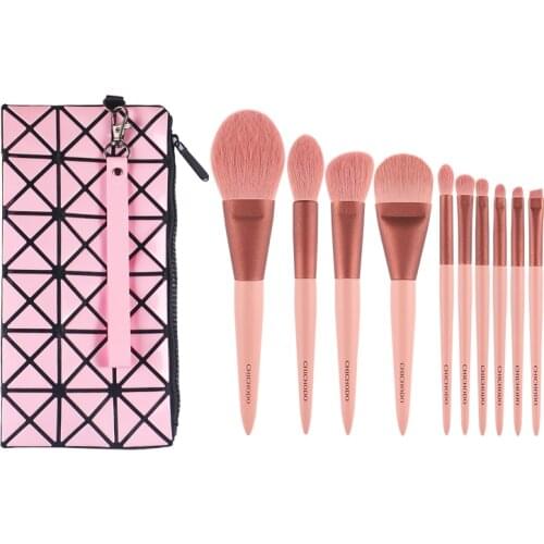10pcs/set Pink Makeup brushes whole set Powder sculpting Foundation Eyeshadow make up kit smudge highlighter eyebrow brush