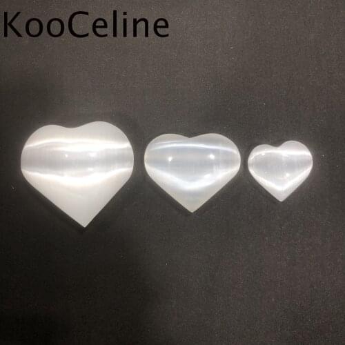 Natural Crystals Quartz Selenite Heart Shape Energy Reiki Healing Stones Home Aquarium Decoration Accessories Gemstone