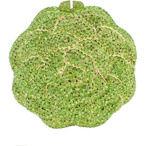 Luxury Red Rose Flower Crystal Evening bag Rhinestone Ladies Party Purse Red Golden Women Metal Clutch Bag Banquet Bag 88161