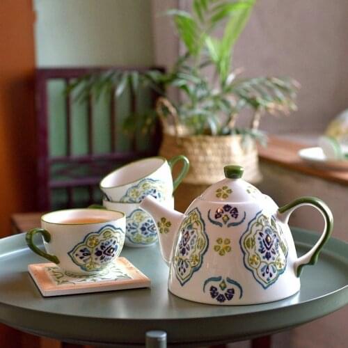 Hand-painted Japanese-style small fresh flower tea tea set fruit tea set afternoon tea retro literary tea cup teapot
