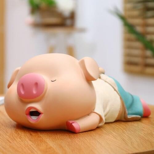 PIGGY PIG SLEEPING POSTURE HOME RESIN CRAFT ORNAMENTS MONEY BOX PIGGY BANK CASH MONEYBOX COIN BOX PIGGY BANK
