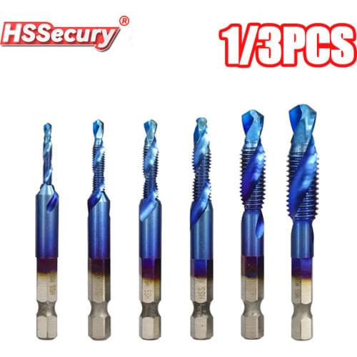 Titanium Plated Hex Shank HSS Screw Thread Metric Tap Drill Bits Screw Machine Compound M3 M4 M5 M6 M8 M10 Hand Tools
