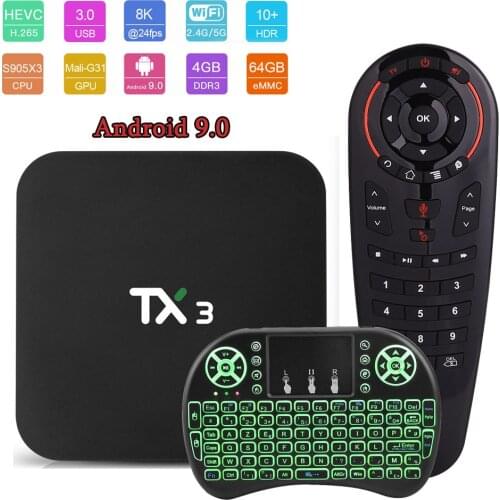 Tanix TX3 Android 9.0 TV BOX Amlogic S905X3 H.265 8K HDR 2.4G/5GHz Dual Wifi 4G 32G/64G Smart TX3 Set Top Box Media Player