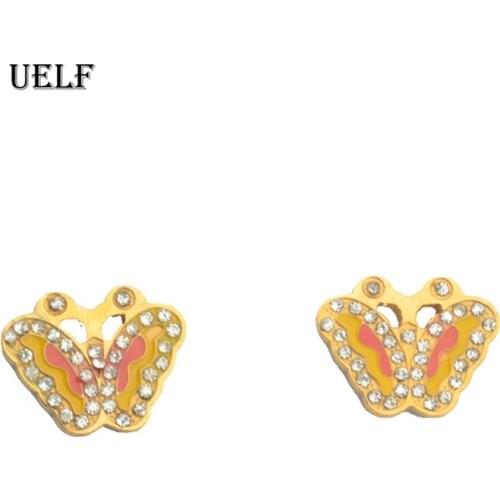 Uelf Fashion Fine Jewelry Delicate Elegant Temperament Butterfly Gold Color Earrings For Women Gifts
